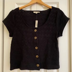 Madewell Knit Pointelle Button-Front Scoop Tee